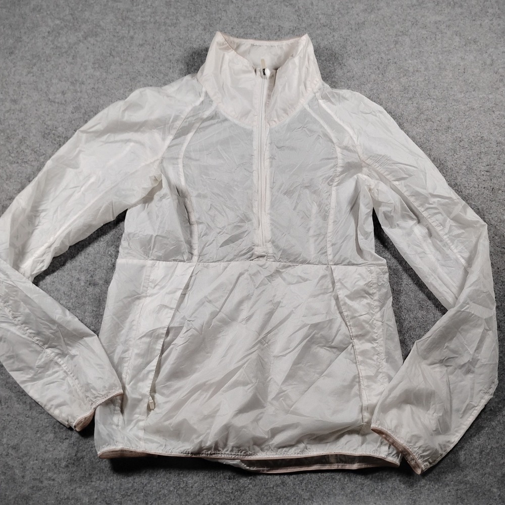 Lululemon Athletica White Ripstop Half Zip Windbreaker Pullover Jacket Size 4